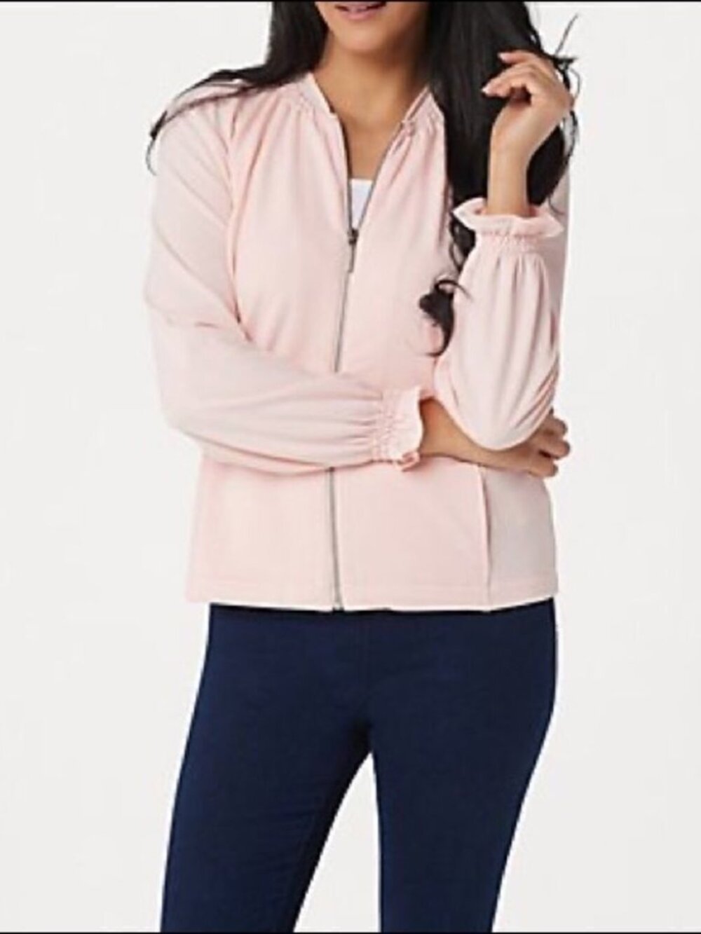 H by Halston Knit Bomber Ruching Jacket